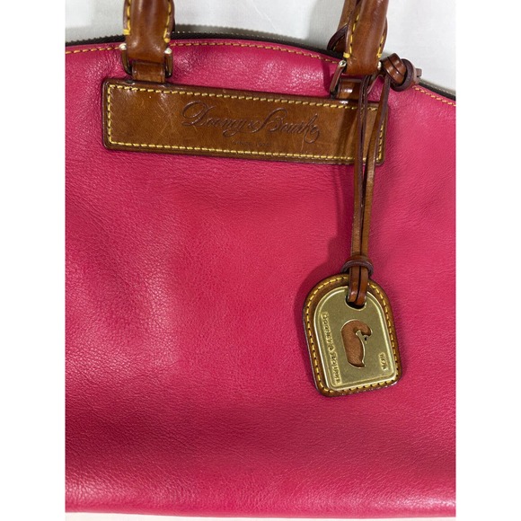 Dooney & Bourke Genuine Florentine Vacchetta Leather Domed Satchel Handbag Purse - Picture 14 of 16